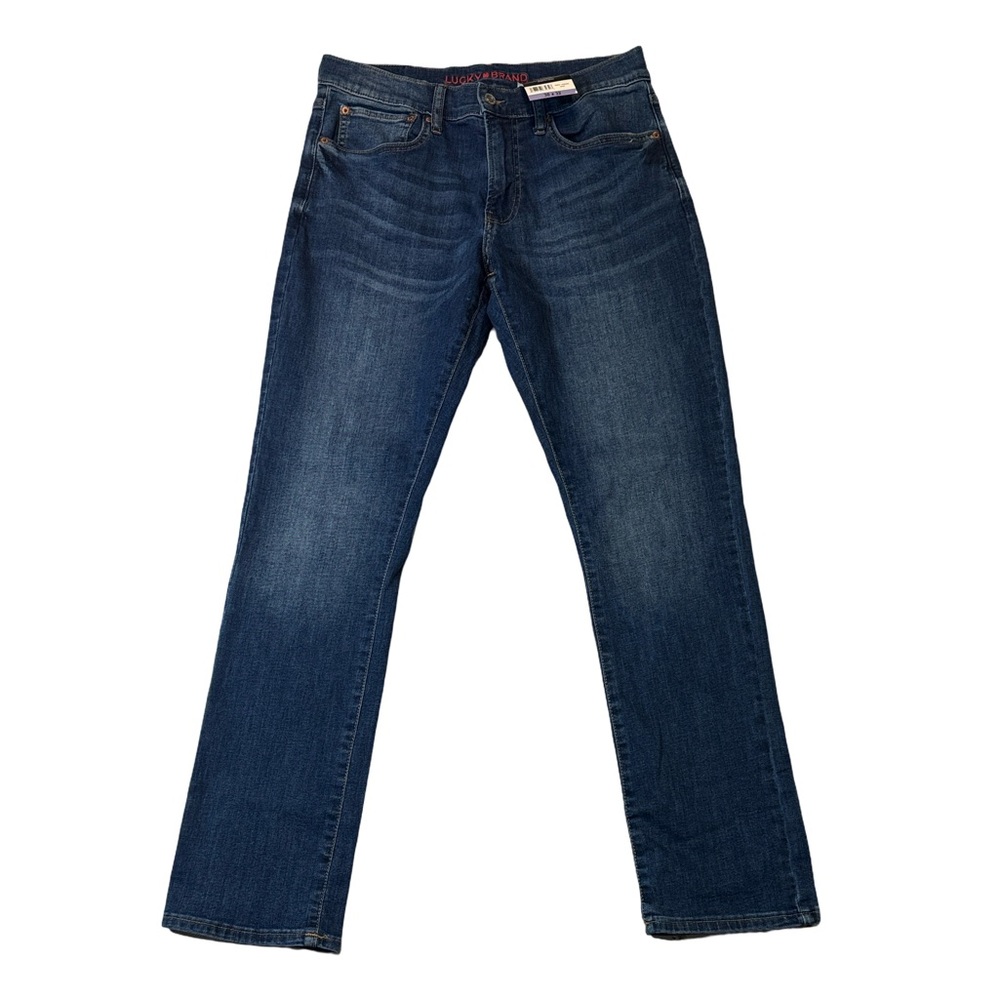 NEW Lucky Brand men 30x32 straight fit 223 mid wash denim stretch blue jeans NWT